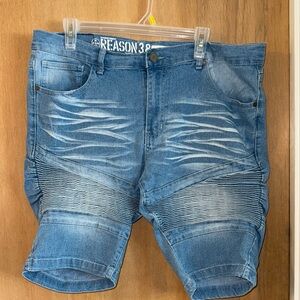 Reason Distressed Blue Jean Shorts for Men